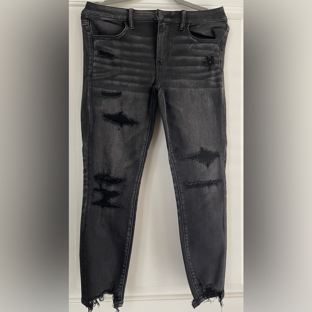 American Eagle Outfitters Ripped Charcoal Skinny Jeans